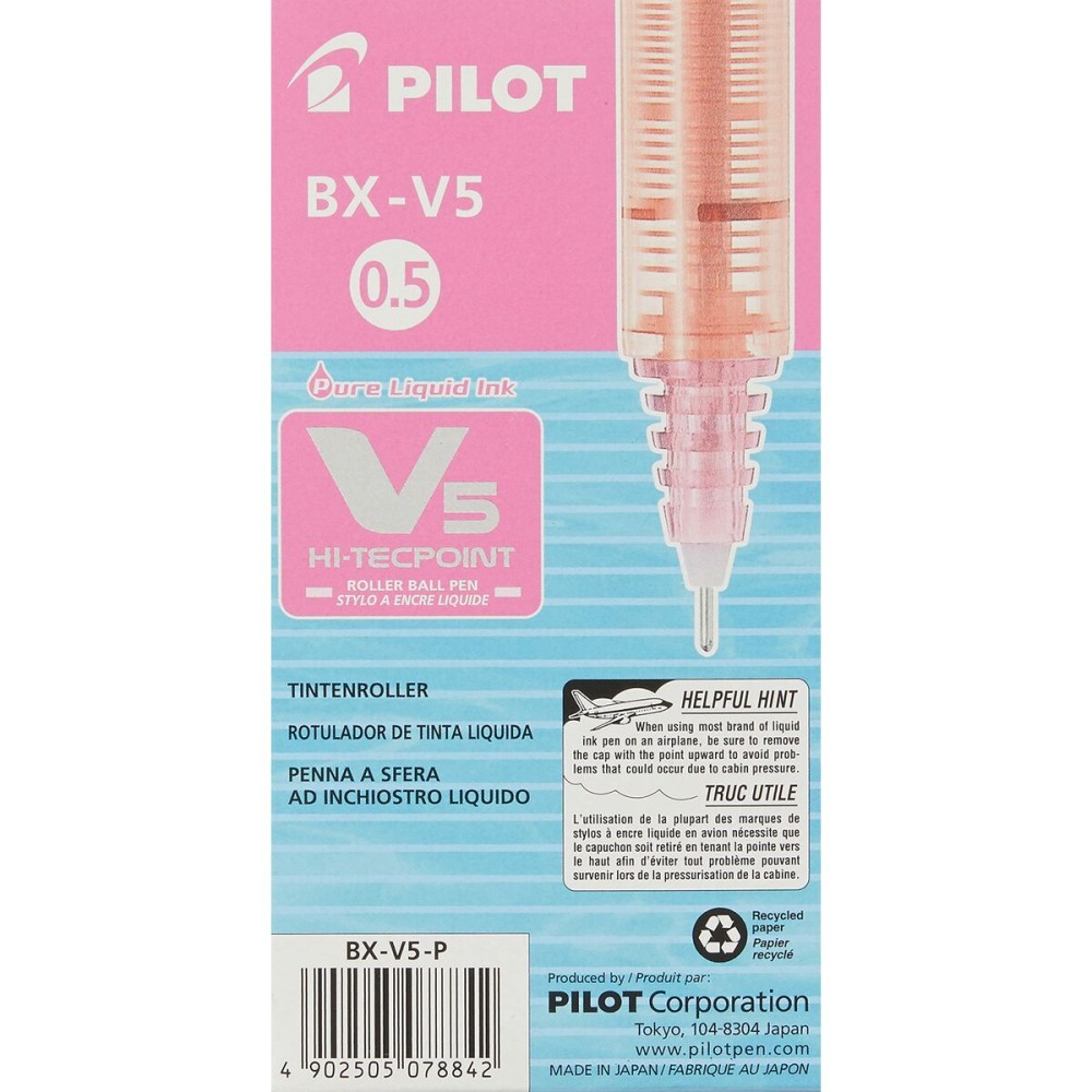 Liquid ink pen Pilot V-5 Hi-Tecpoint Pink 0,3 mm (12 Units)