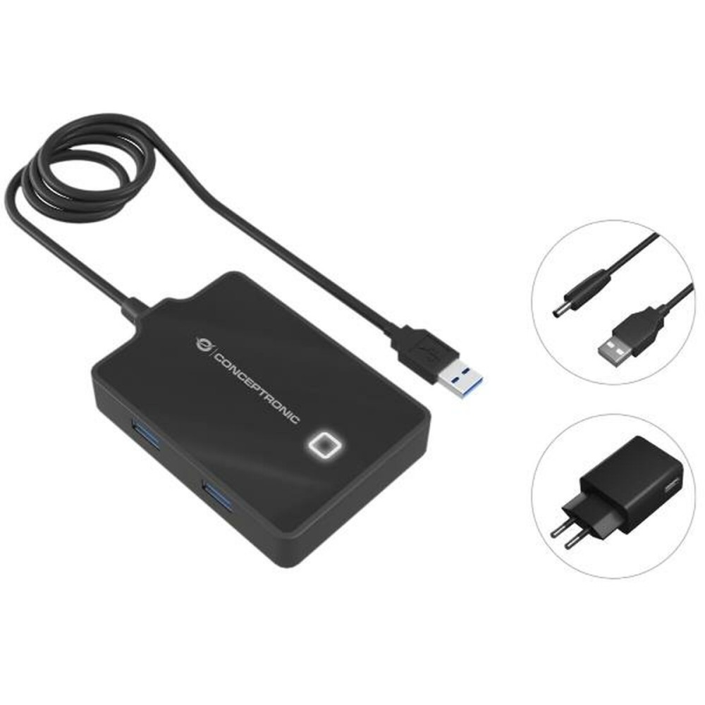 Hub USB Conceptronic 110517207101 Schwarz