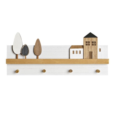 Portemanteau DKD Home Decor Bois Maisons Urbaine 40 x 4 x 17 cm