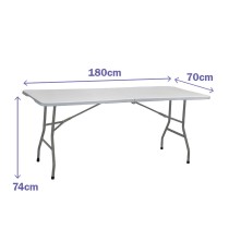 Folding Table Marbueno Grey 70 x 74 x 180 cm