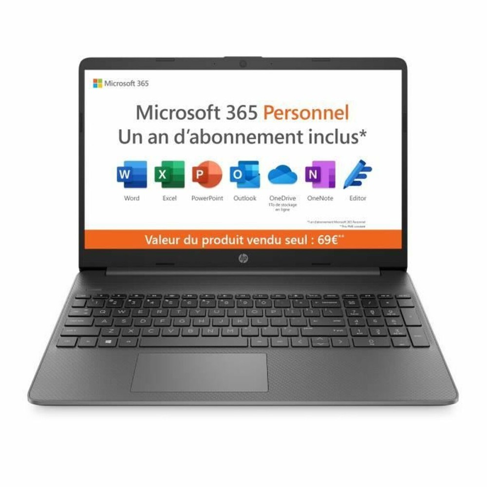 Ordinateur Portable HP 15s-fq0024nf 15,6" Intel Celeron N4120 4 GB RAM 128 GB SSD Azerty Français