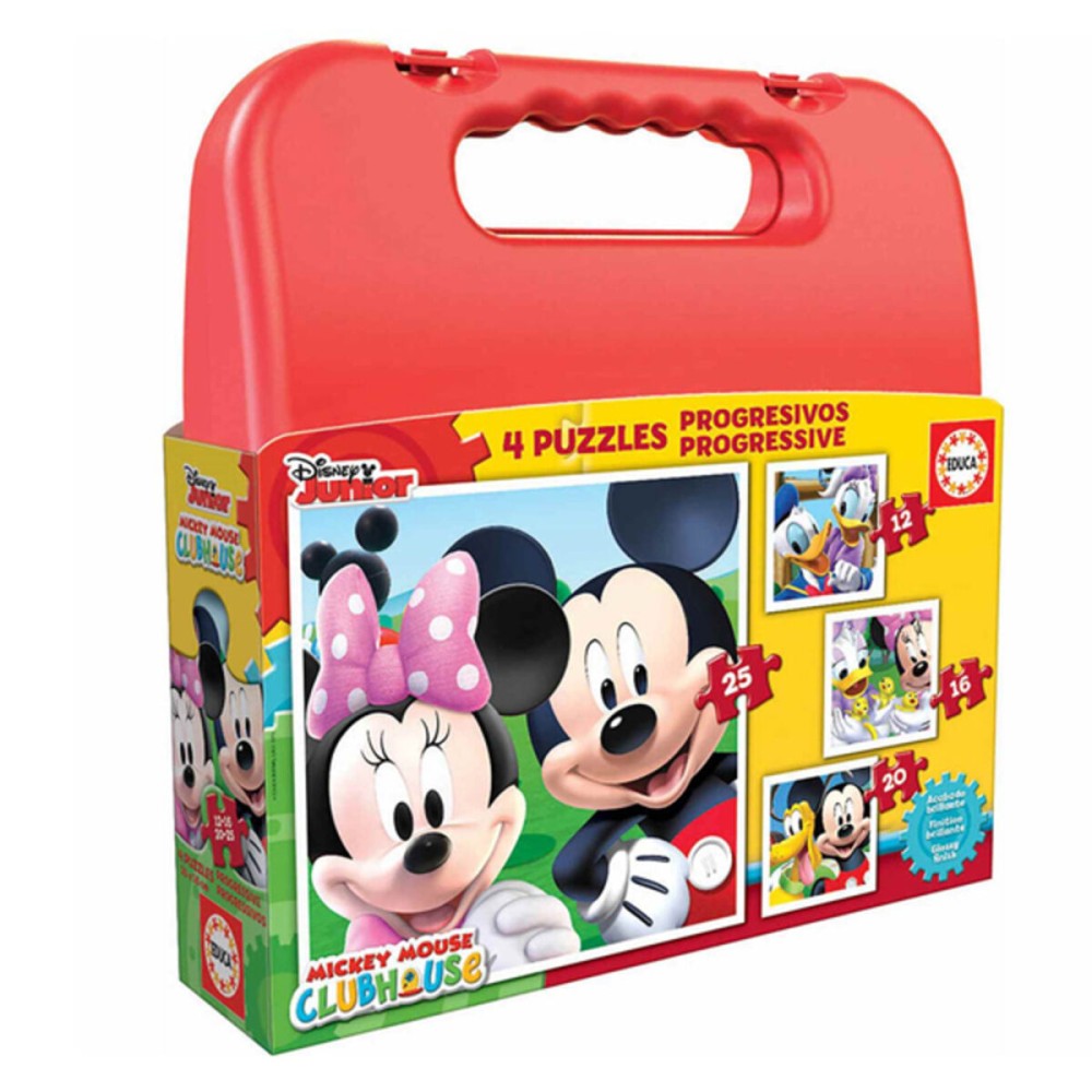 Set de 4 Puzzles Disney Mickey Mouse Progressive Educa 4 Pièces 40 Pièces (12-16-20-25 pcs)