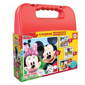 Set de 4 Puzzles Disney Mickey Mouse Progressive Educa 4 Pièces 40 Pièces (12-16-20-25 pcs)