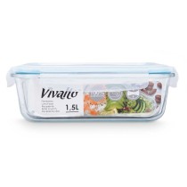 Lunch box Vivalto C2-1500K Transparent Silicone Borosilicate Glass 1,5 L 24,5 x 7,6 x 19 cm (12 Units)