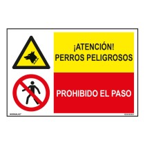 Schild Normaluz Perros Peligrosos / Prohibido El Paso 60 x 40 cm