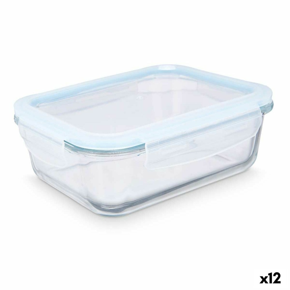 Boîte à lunch Vivalto 90549 Transparent Silicone Verre Borosilicaté 1 L 22 x 7 x 16,5 cm (12 Unités)