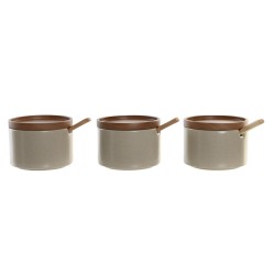 Sucrier DKD Home Decor Marron Beige Bois d'hévéa 29 x 10 x 7 cm