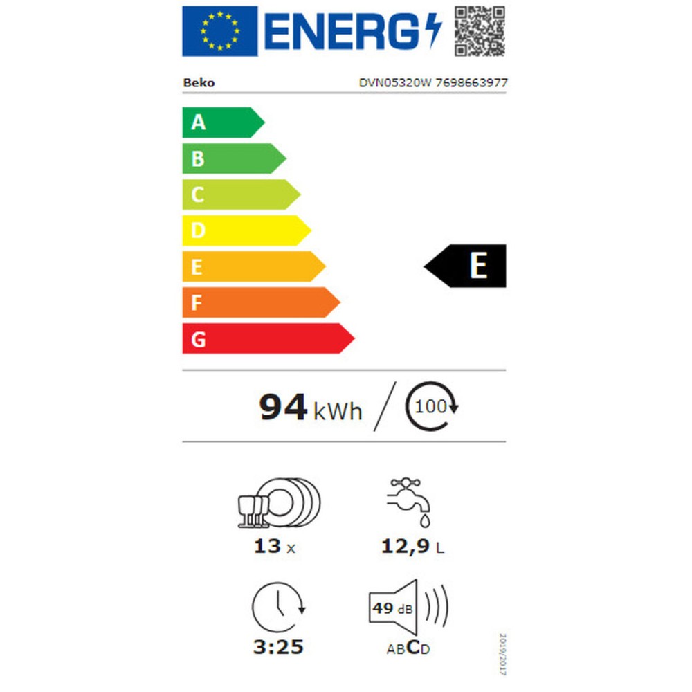 Lave-vaisselle BEKO DVN05320W Blanc 60 cm