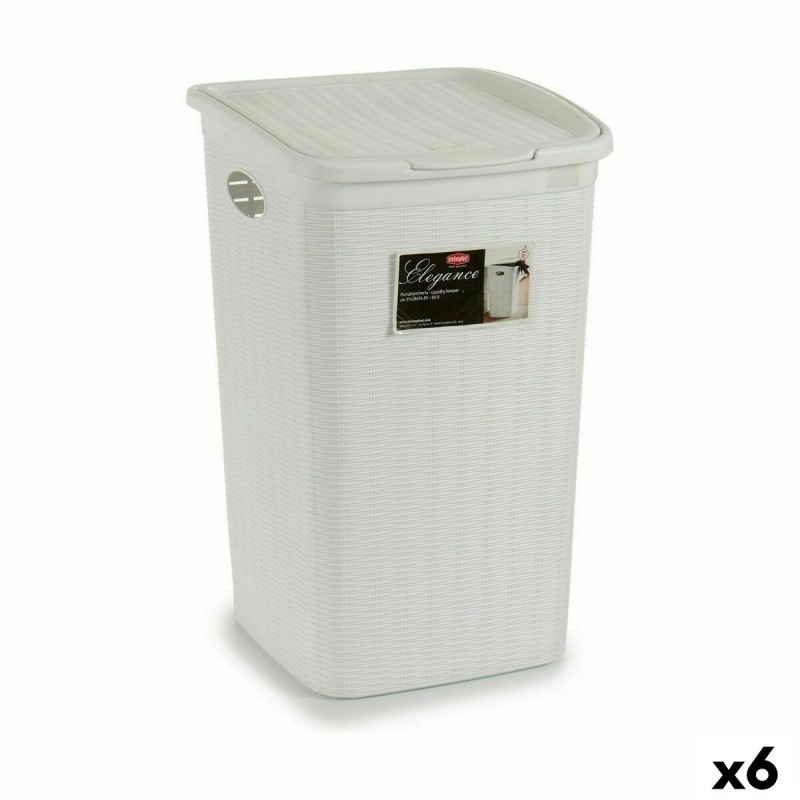 Laundry Basket Stefanplast Elegance White Plastic 50 L 36,5 x 54,5 x 38 cm (6 Units)