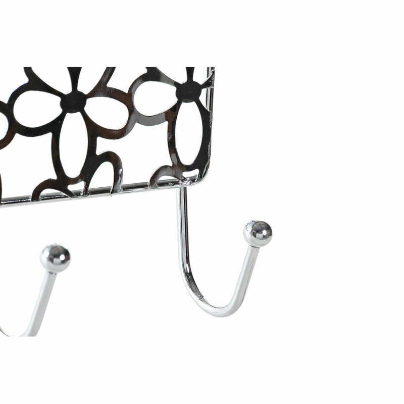 Door Coat Rack DKD Home Decor Silver Metal Plastic Flowers 32 x 10 x 19 cm