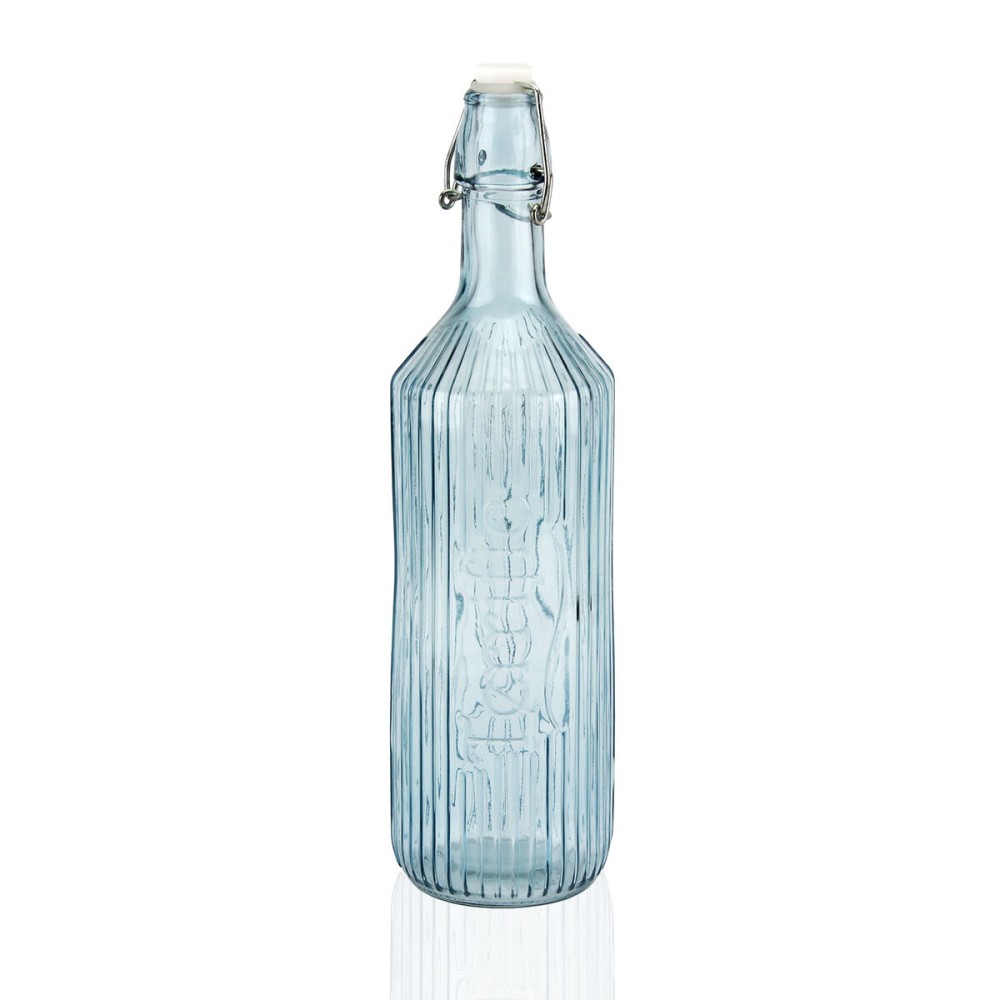 Water bottle Versa Blue Glass Aluminium 1 L 8,1 x 31,5 x 8,1 cm