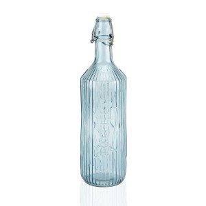 Wasserflasche Versa Blau Glas Aluminium 1 L 8,1 x 31,5 x 8,1 cm