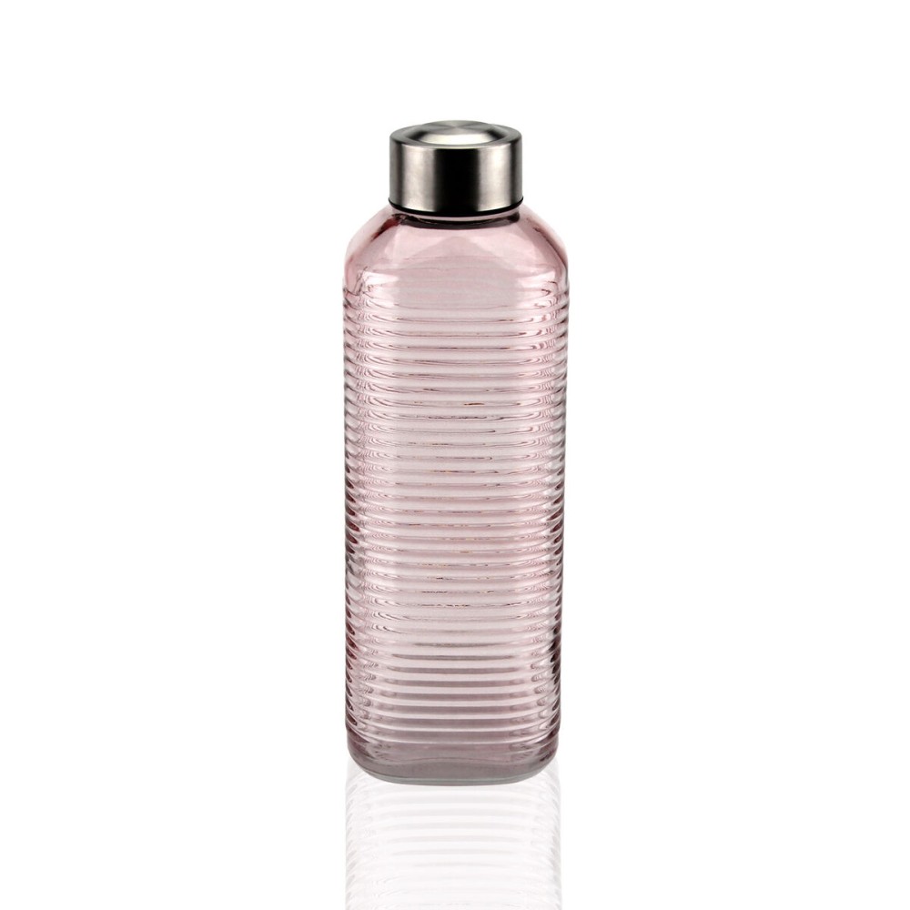 Wasserflasche Versa Rosa Glas Aluminium 1 L 8,3 x 23,5 x 8,3 cm