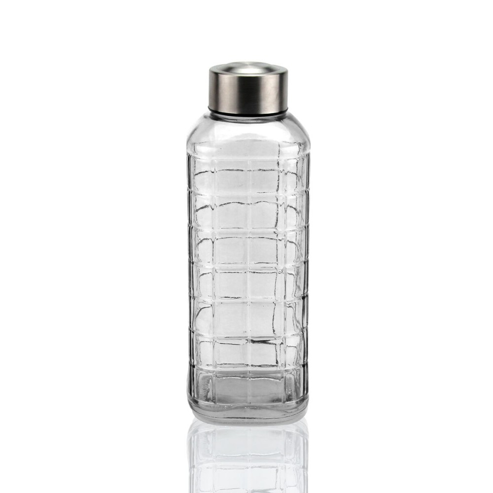 Water bottle Versa Transparent Glass Aluminium 1 L 8,2 x 23,5 x 8,2 cm