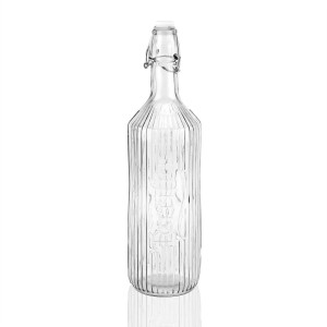 Wasserflasche Versa Durchsichtig Glas Aluminium 1 L 8,1 x 31,5 x 8,1 cm