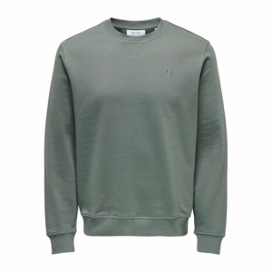 Men’s Sweatshirt without Hood Only & Sons Onsdan Unshed Reg Crew Neck Dark green