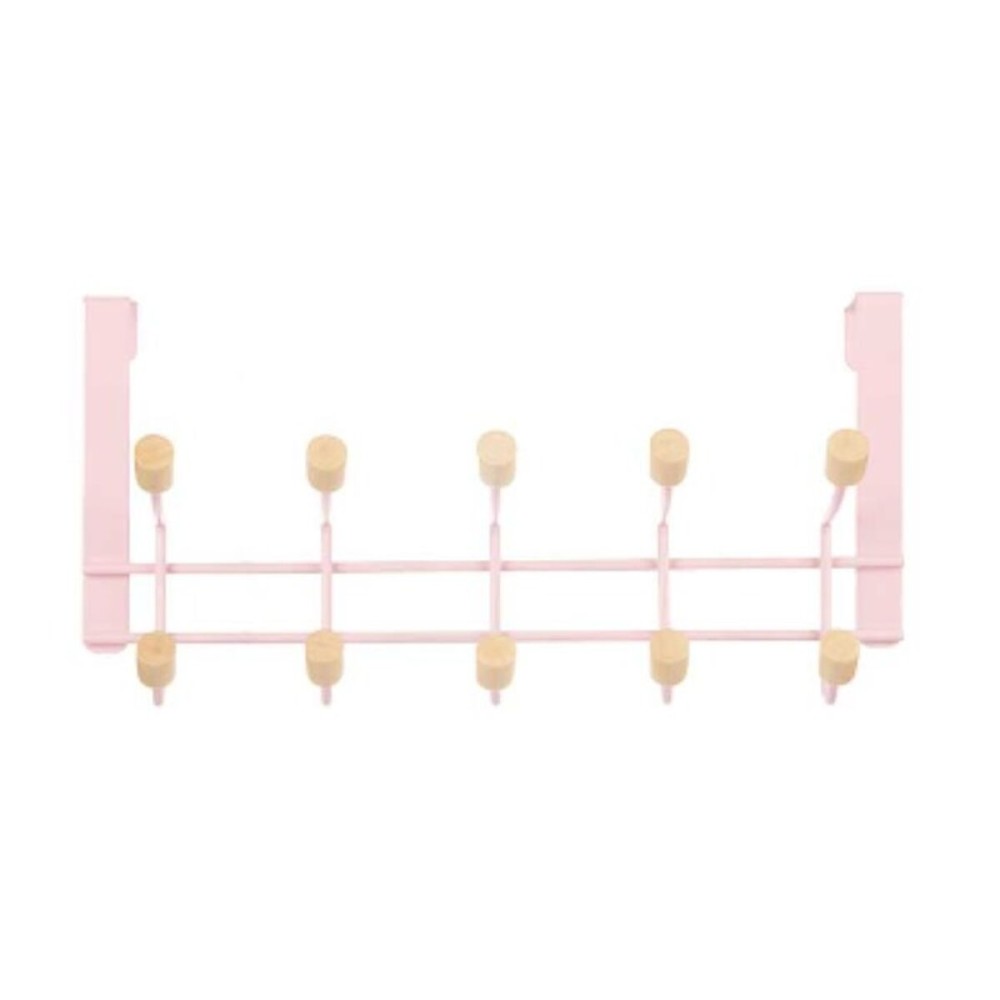 Door Coat Rack Berilo W7912-10NB-PINK Pink Wood Metal 35 x 17 x 15 cm (6 Units)