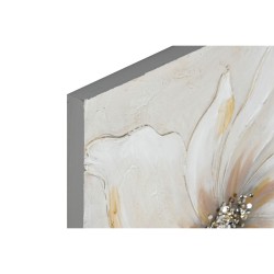 Bild Home ESPRIT Weiß Beige Leinwand Holz MDF Blume Romantisch 50 x 2,5 x 50 cm (2 Stück)