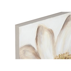 Painting Home ESPRIT Beige Golden Canvas MDF Wood Flower Romantic 60 x 3 x 60 cm (2 Units)