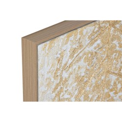 Painting Home ESPRIT White Golden Canvas MDF Wood Modern Leaf of a plant 82 x 4,5 x 82 cm (2 Units)