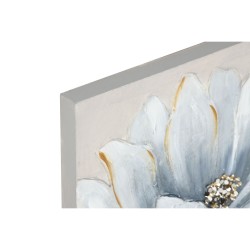 Painting Home ESPRIT Blue White Canvas MDF Wood Flower Traditional 40 x 2,5 x 40 cm (2 Units)