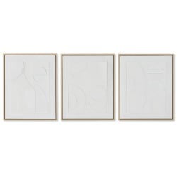 Painting Home ESPRIT White polystyrene Canvas Abstract Scandinavian 40 x 4,8 x 50 cm (3 Units)