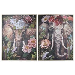 Painting Home ESPRIT polystyrene Canvas Elephant Colonial 92 x 4,5 x 122 cm (2 Units)