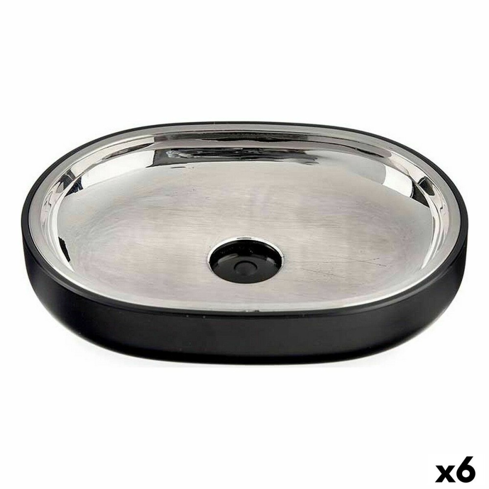 Soap dish Berilo BP15-004-1 Black Stainless steel Plastic 9,5 x 2,5 x 13 cm (6 Units)