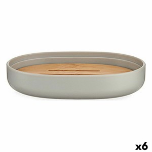 Soap dish Berilo BP16-104G Brown Grey Bamboo polypropylene 9,5 x 2,5 x 13 cm (6 Units)