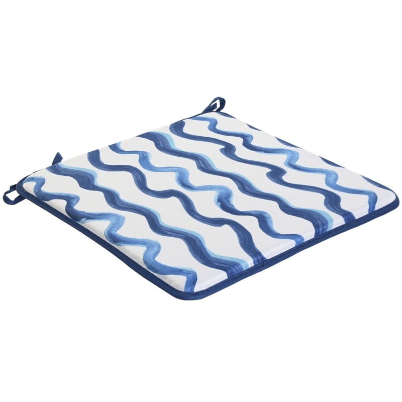 Chair cushion Home ESPRIT Blue White 38 x 38 x 2 cm