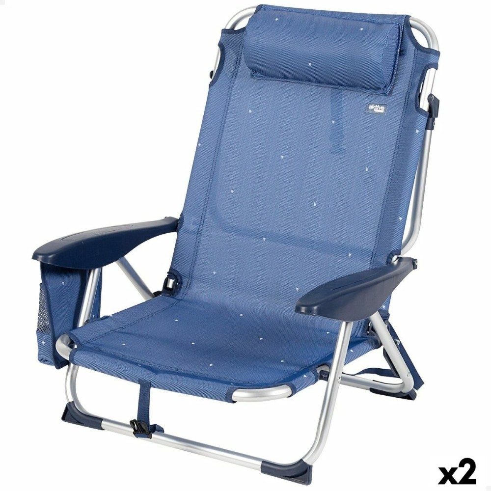 Strandstuhl Aktive Biegsam Marineblau 51 x 76 x 45 cm (2 Stück)