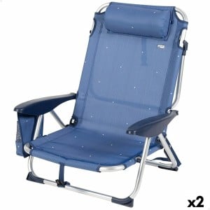 Beach Chair Aktive Foldable Navy Blue 51 x 76 x 45 cm (2 Units)