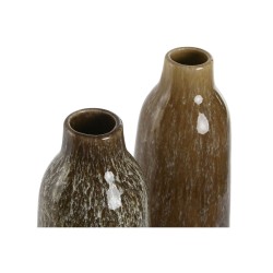 Vase Home ESPRIT Bicoloured Ceramic 12 x 12 x 41 cm (2 Units)