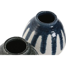 Vase Home ESPRIT Blau Weiß grün Grau aus Keramik Mediterraner 18 x 18 x 18 cm (2 Stück)