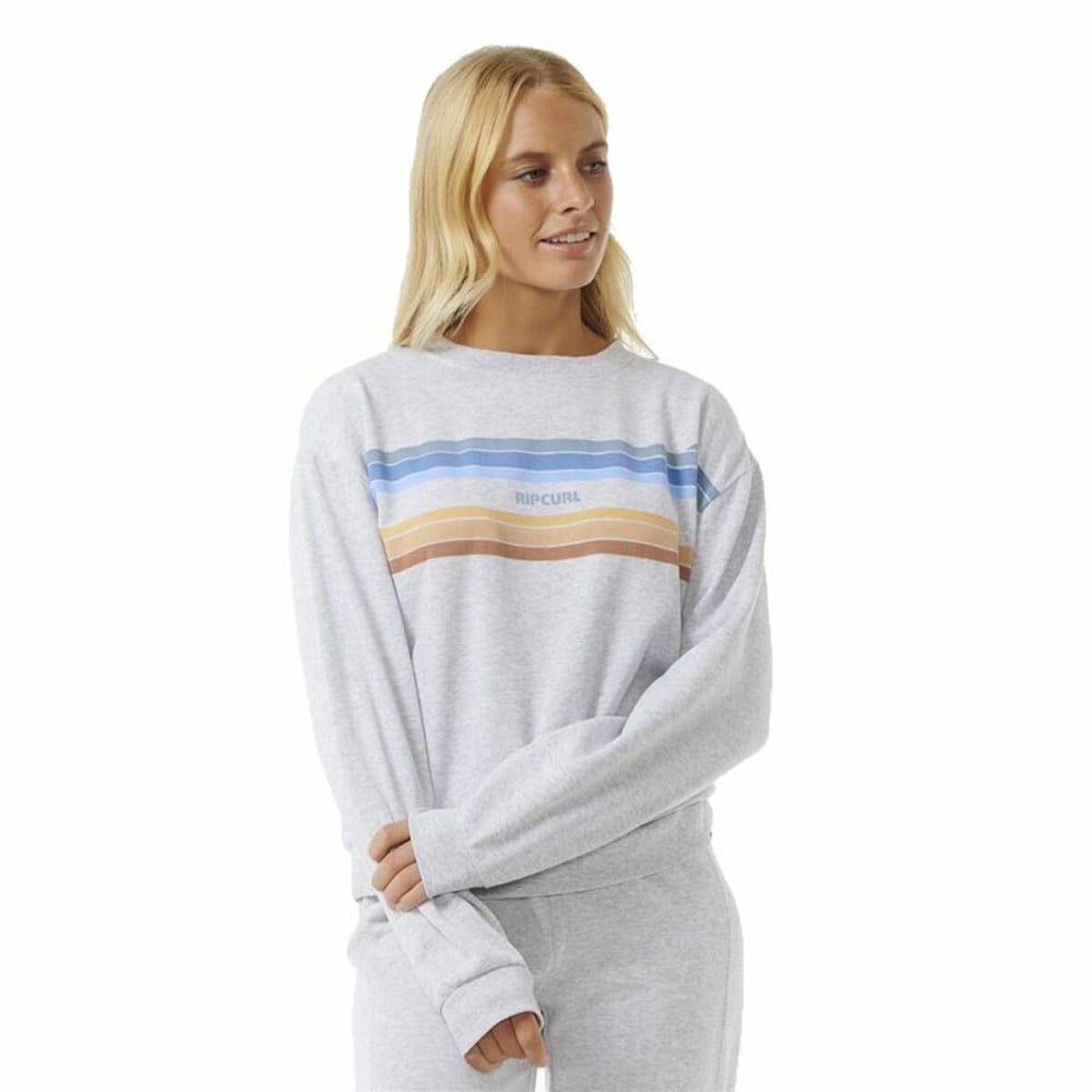 Damen Sweater ohne Kapuze Rip Curl High Tide Surf Crew Grau