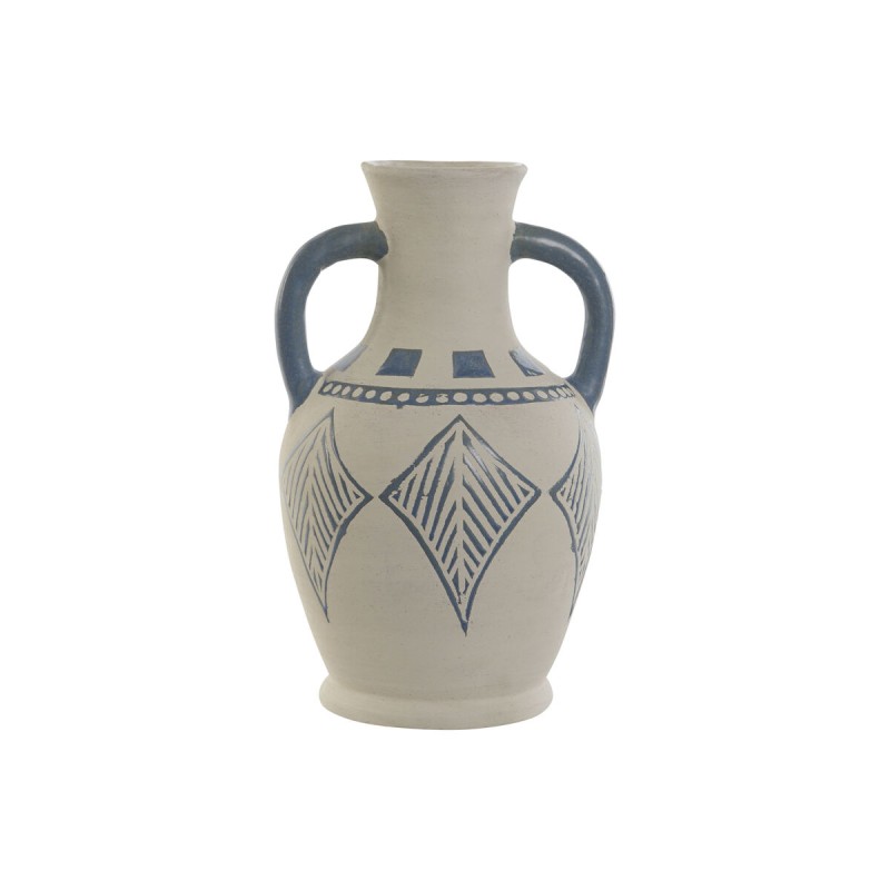 Vase Home ESPRIT Blau Beige aus Keramik Mediterraner 15 x 15 x 25 cm