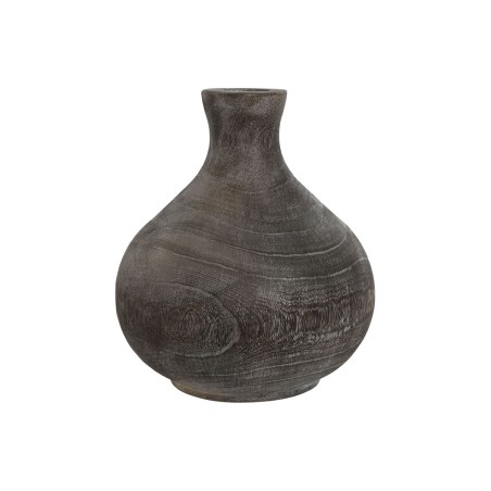 Vase Home ESPRIT Gris foncé Bois de paulownia Colonial Finition vieillie 24 x 24 x 27 cm