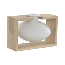 Vase Home ESPRIT White Natural Wood Crystal 22 x 16 x 15 cm