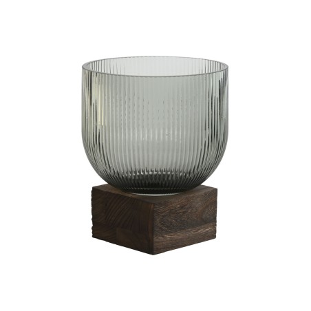 Vase Home ESPRIT Braun Grau Holz Kristall Moderne 16 x 16 x 20 cm