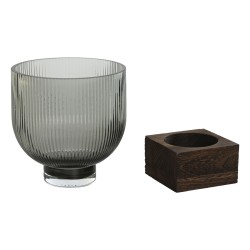 Vase Home ESPRIT Marron Gris Bois Verre Moderne 16 x 16 x 20 cm