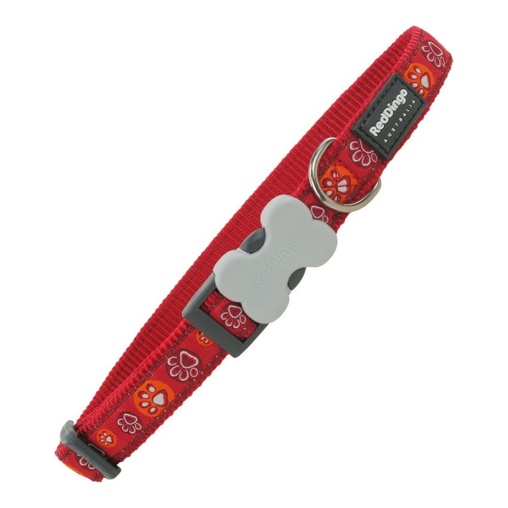 Dog collar Red Dingo Style Red Animal footprints (31-47 cm) (2 x 31-47 cm)