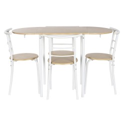 Ensemble Table + 4 Chaises DKD Home Decor Blanc Naturel Métal Bois MDF 121 x 55 x 78 cm