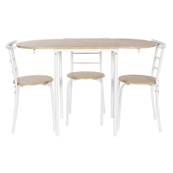 Ensemble Table + 4 Chaises DKD Home Decor Blanc Naturel Métal Bois MDF 121 x 55 x 78 cm