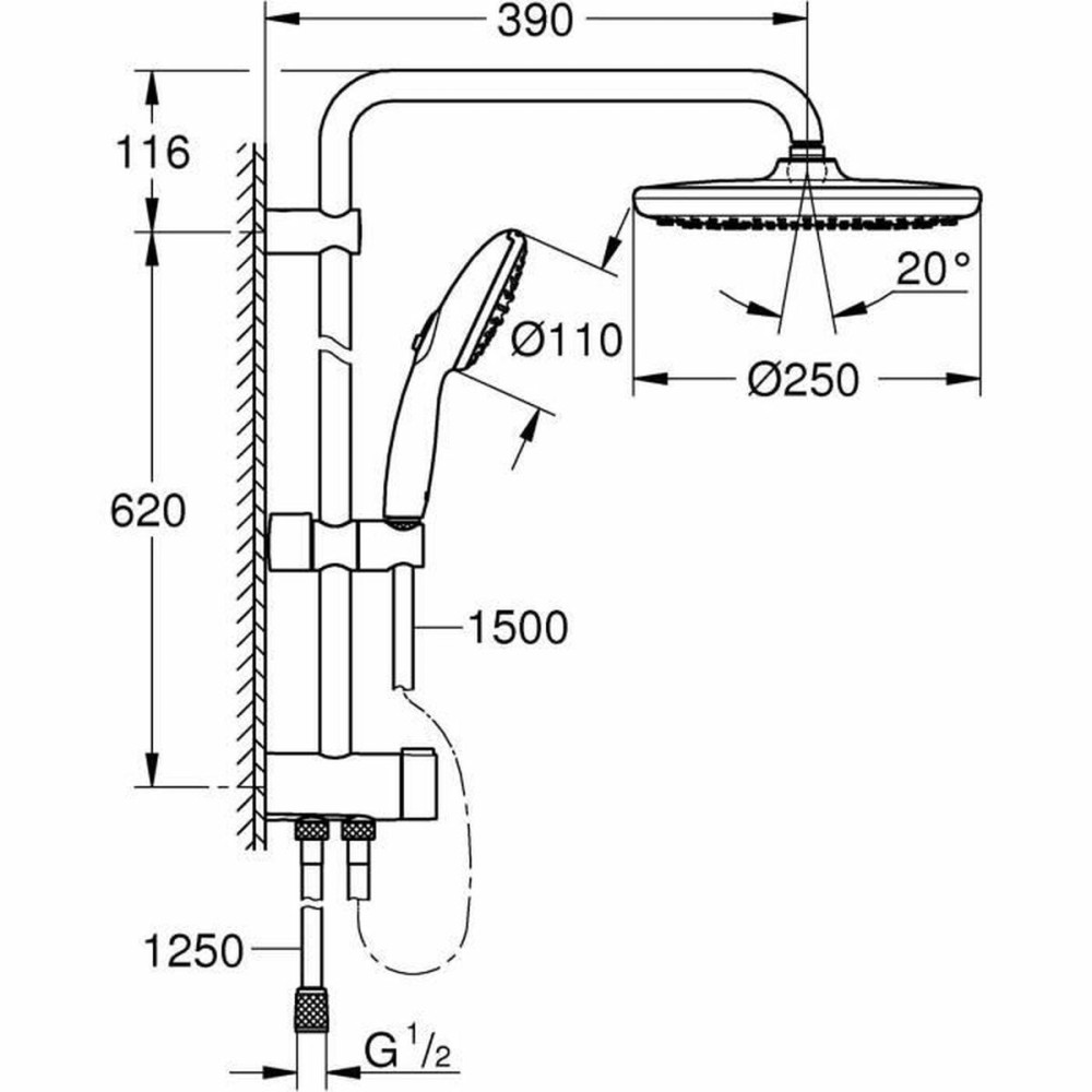 Colonne de douche Grohe Vitalio Start System 250 Silicone