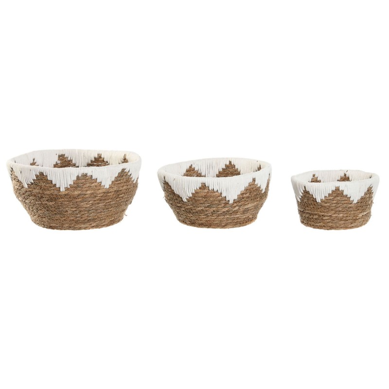 Centre de Table Home ESPRIT Blanc Naturel 30,5 x 30,5 x 14 cm (3 Pièces)