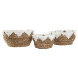 Centerpiece Home ESPRIT White Natural 30,5 x 30,5 x 14 cm (3 Pieces)