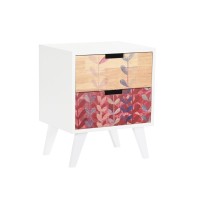 Table de Nuit DKD Home Decor Naturel Blanc Caoutchouc Bordeaux Bois de paulownia 40 x 30 x 48 cm