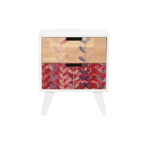 Nachttisch DKD Home Decor natürlich Weiß Kautschuk Granatrot Paulonia-Holz 40 x 30 x 48 cm