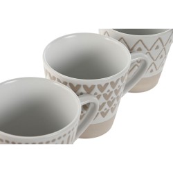 Ensemble de tasses à café Home ESPRIT Blanc Beige Grès 180 ml 4 Pièces