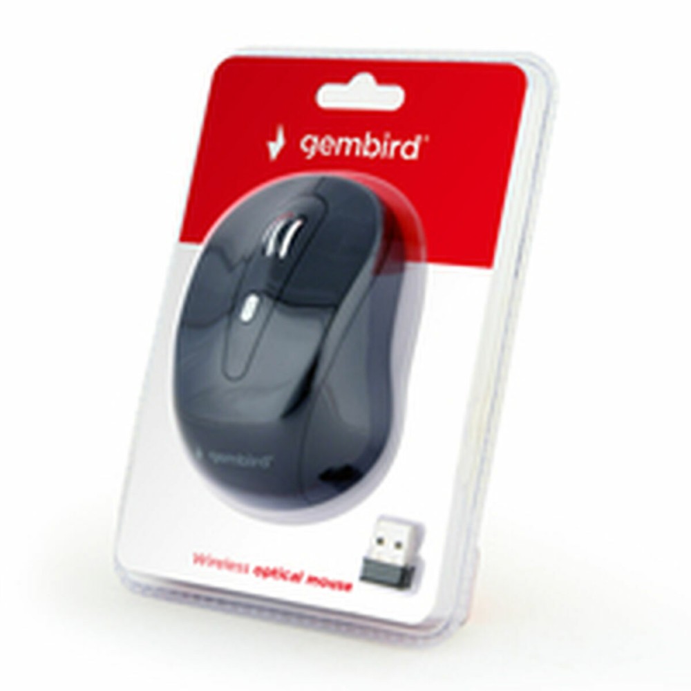 Schnurlose Mouse GEMBIRD MUSW-6B-01 Schwarz Schwarz/Grau (1 Stück)